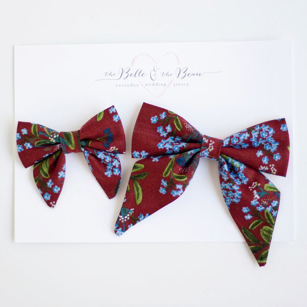 Boy's Bow Tie / Cornflower In Burgundy