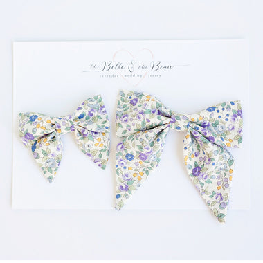 Sailor Bow Clip Or Headband / Blossoms In Purple