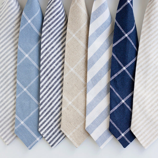 Boy's Necktie / Chambray Linen Window Pane