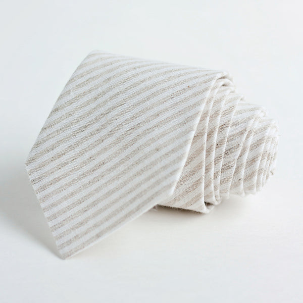 Men's Necktie / Natural Linen Stripe