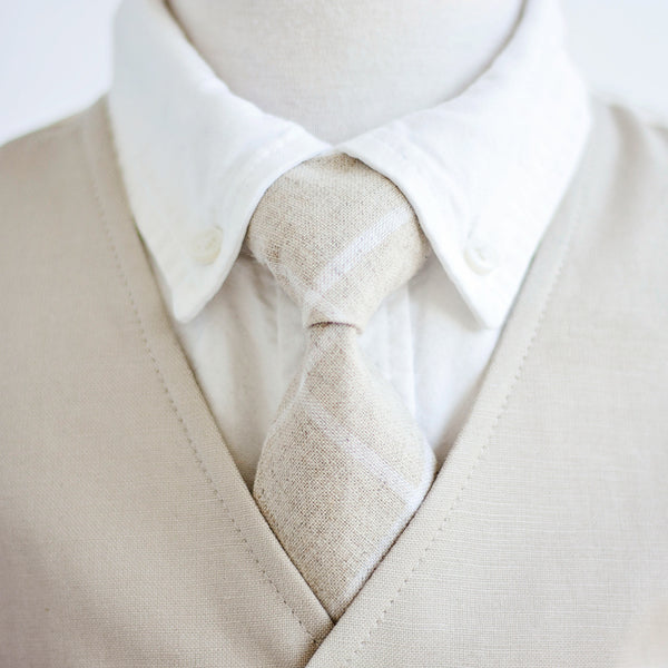 Boy's Pocket Square / Natural Linen Window Pane