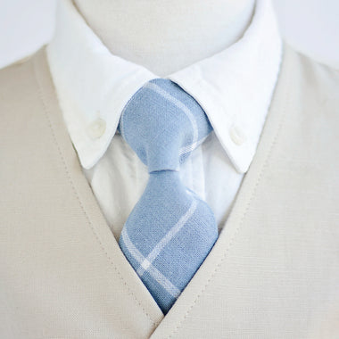 Boy's Necktie / Chambray Linen Window Pane