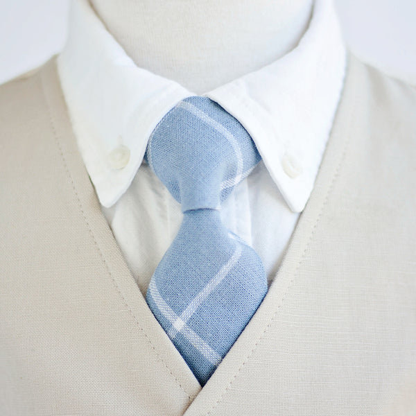 Boy's Necktie / Chambray Linen Window Pane