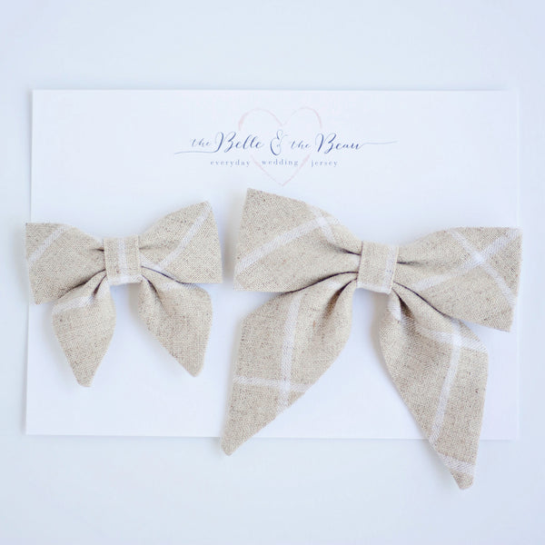 Boy's Bow Tie / Natural Linen Window Pane