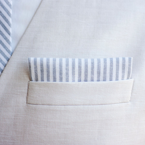 Boy's Necktie / Gray Linen Stripe