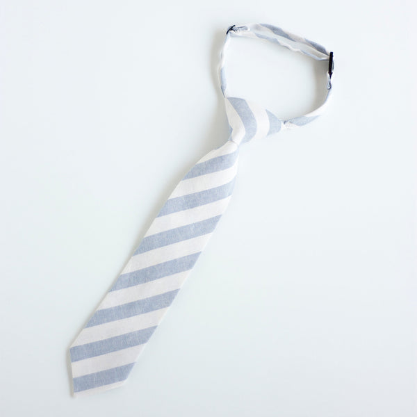 Boy's Necktie / Wide Chambray Linen Stripe