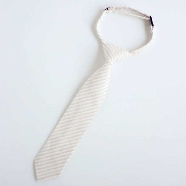 Boy's Necktie / Natural Linen Stripe