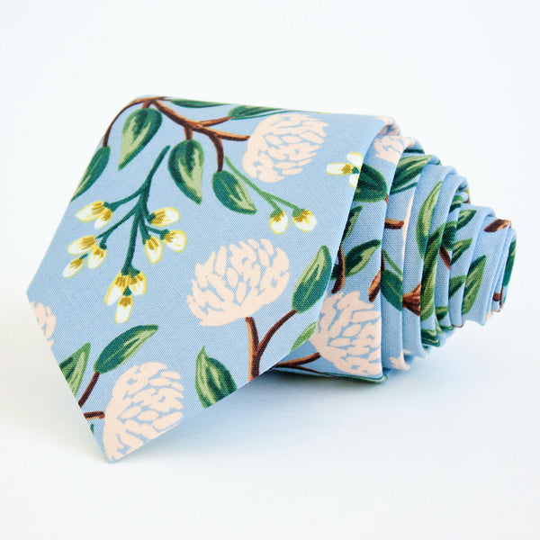 Men's Pre-Tied Bow Tie / Peonies In Dusty Blue