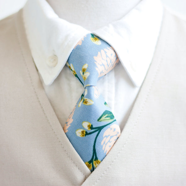 Boy's Pocket Square / Peonies In Dusty Blue