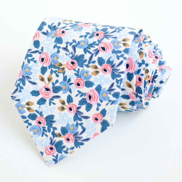 Men's Necktie / Rosa In Periwinkle